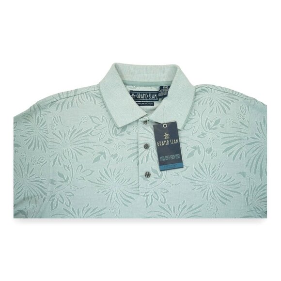 NWT Grand Slam Men's Performance Polo Shirt Short Sleeve Dry Knit Floral Pattern - Picture 4 of 5
